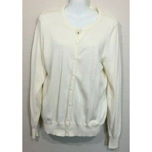 George Womens Ivory Cream Long Sleeve Cardigan Sweater Large 12-14